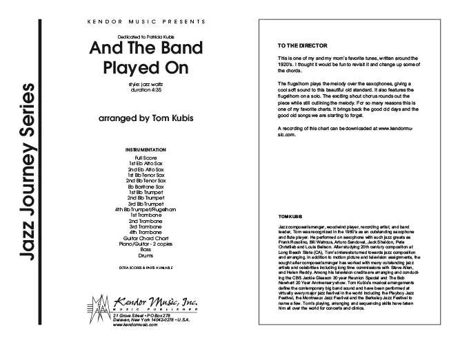 Kendor Music And The Band Played On noty Full Score jazz valčík