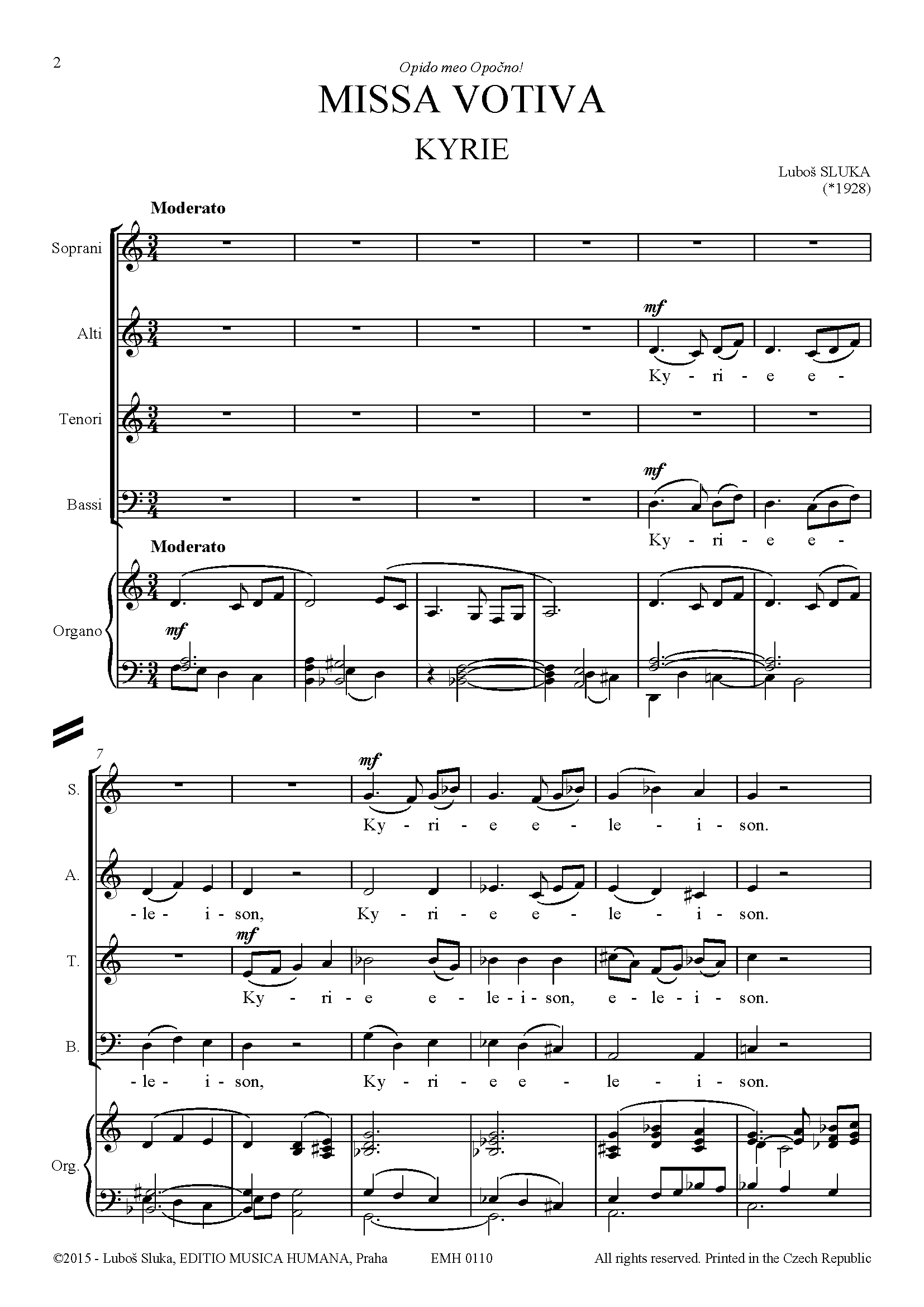 Editio Musica Humana Missa Votiva smíšený sbor noty 54 stran