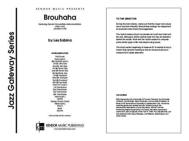 Kendor Music Brouhaha partitura full score rock