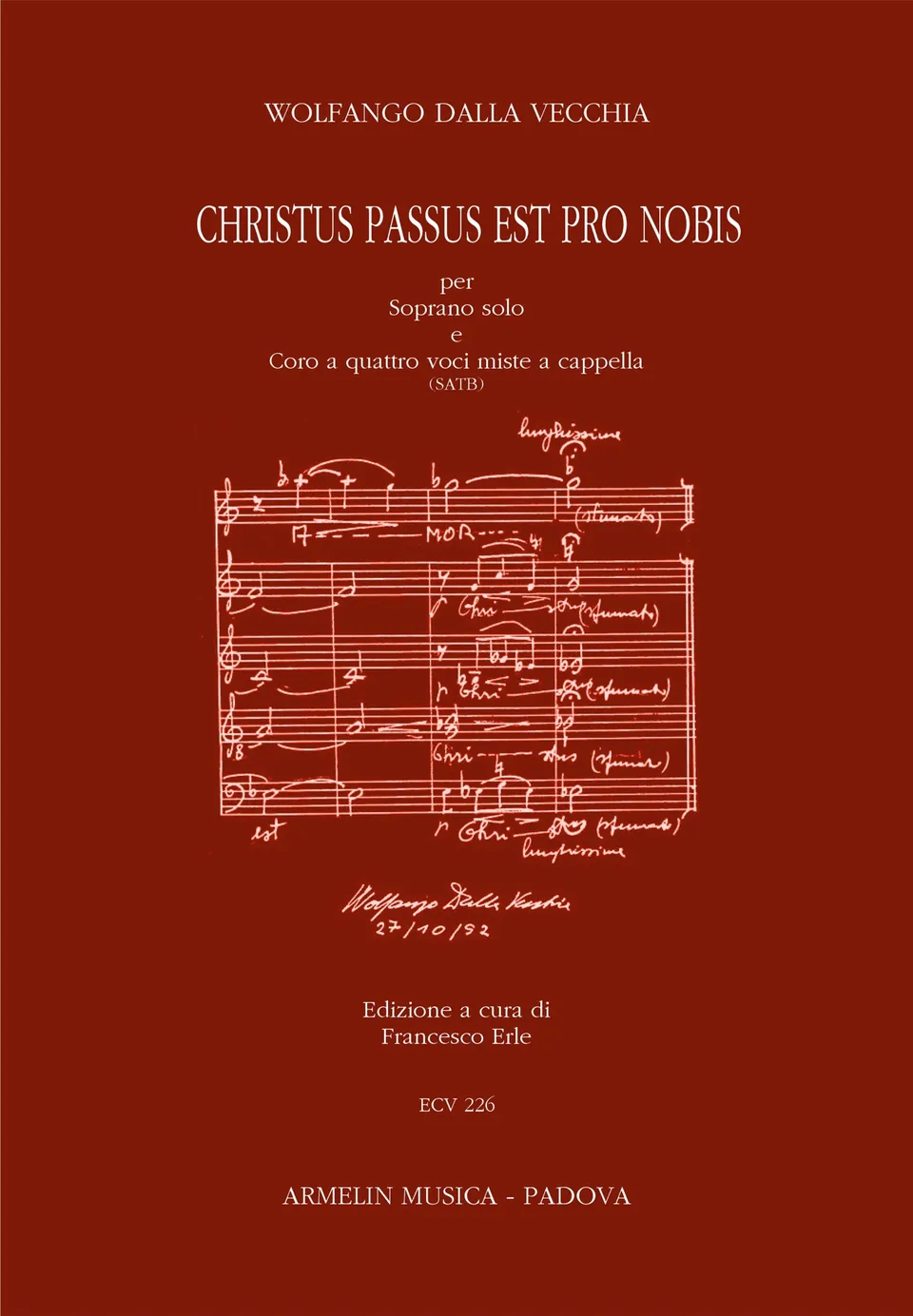 Armelin Musica Christus Passus est pro nobis noty sbor
