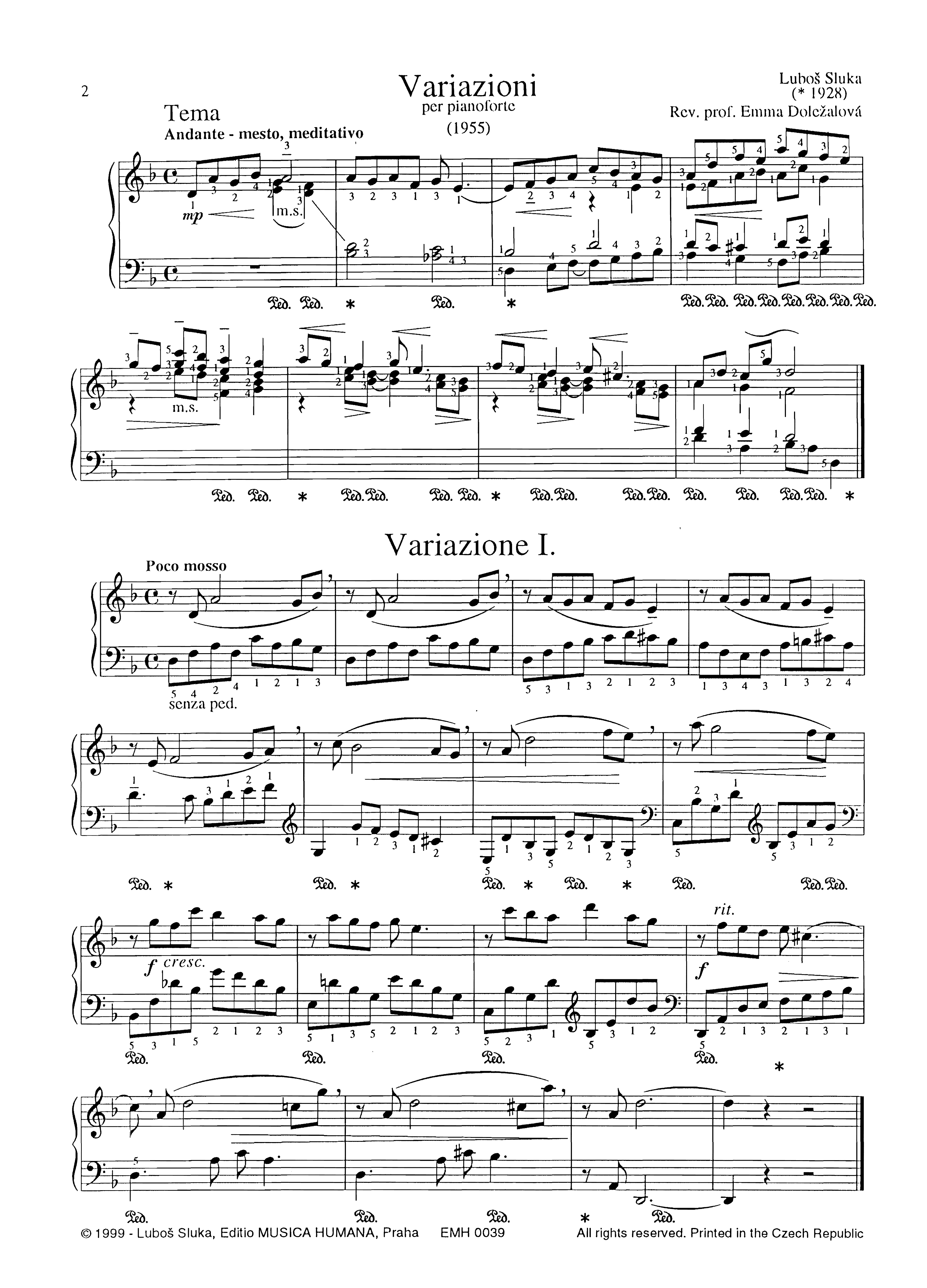 Editio Musica Humana Variazioni noty pro klavír 16 stran sólo