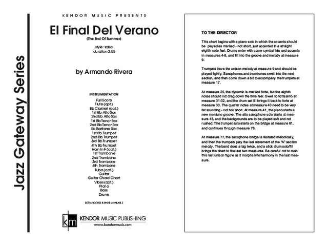 Kendor Music El Final Del Verano partitura Full Score salsa