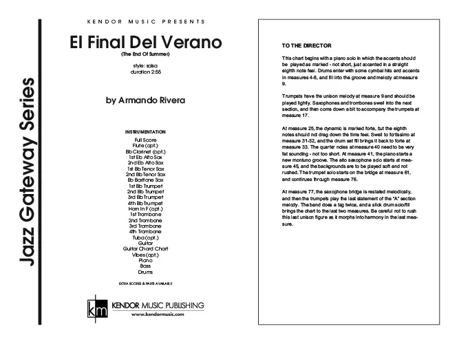 Kendor Music El Final Del Verano partitura Full Score salsa
