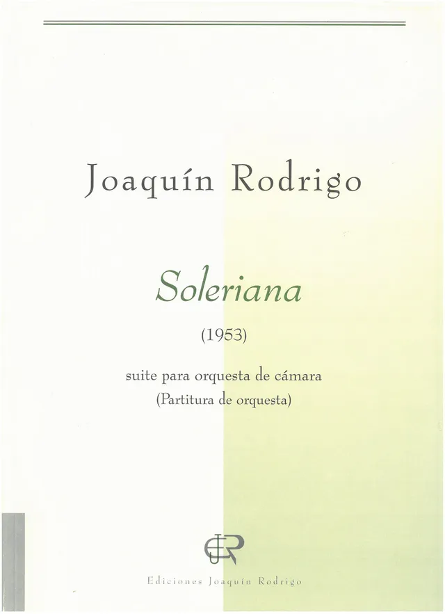 Ediciones Joaquín Rodrigo Soleriana partitura komorní orchestr