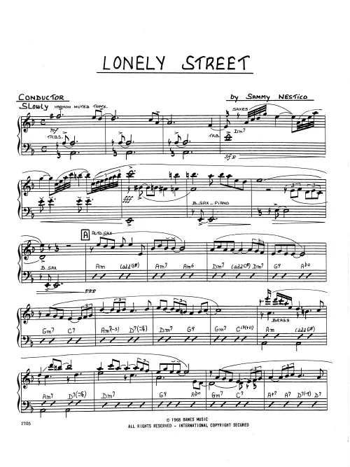 Kendor Music Lonely Street partitura pro big band balada