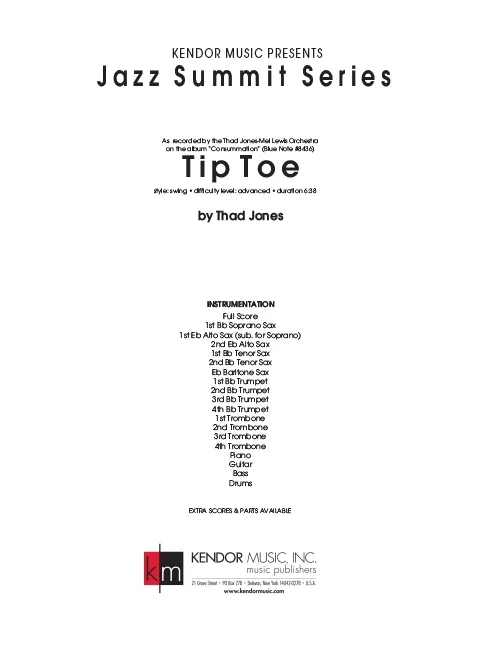 Kendor Music Tip Toe partitura full score big band 6:38