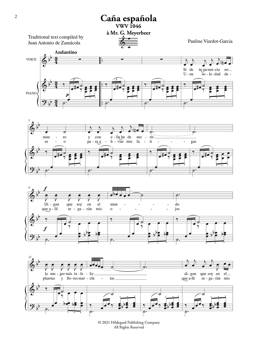 Hildegard Publishing Company Five Spanish Songs Viardot noty zpěv klavír