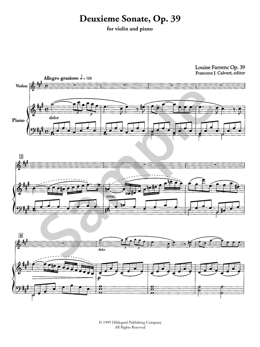 Hildegard Publishing Farrenc Sonata Op.39 noty housle klavír