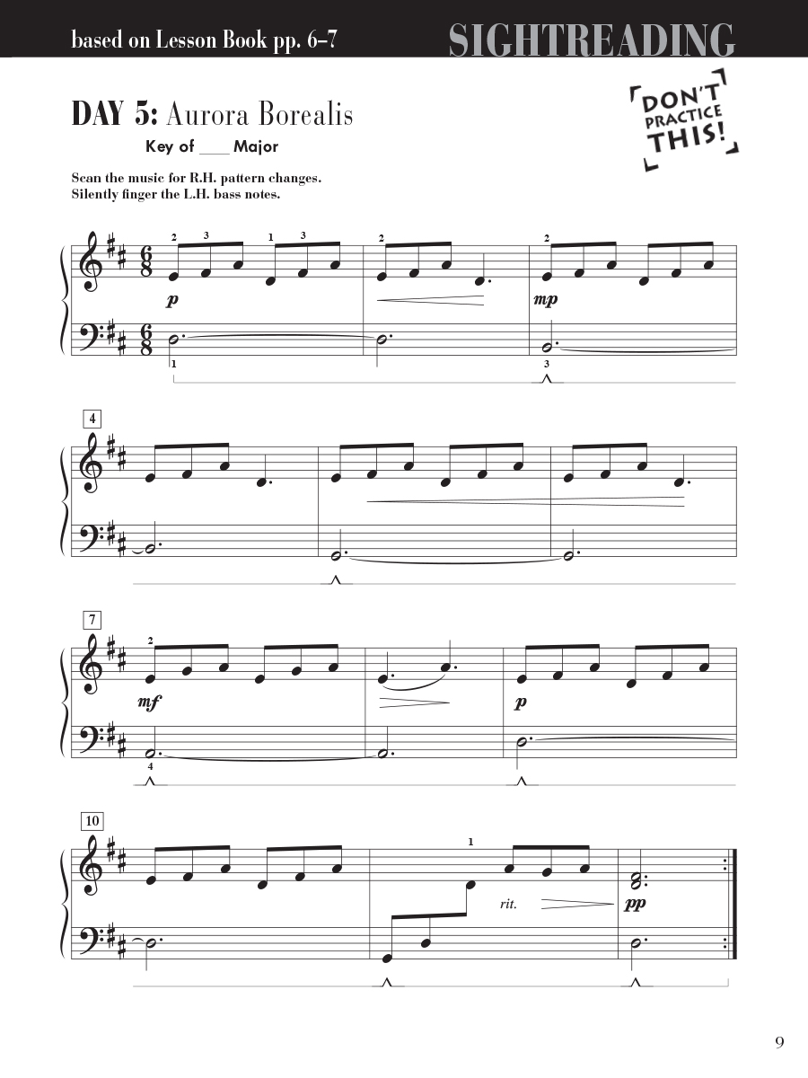 Faber Piano Adventures Level 4 Sightreading Book noty