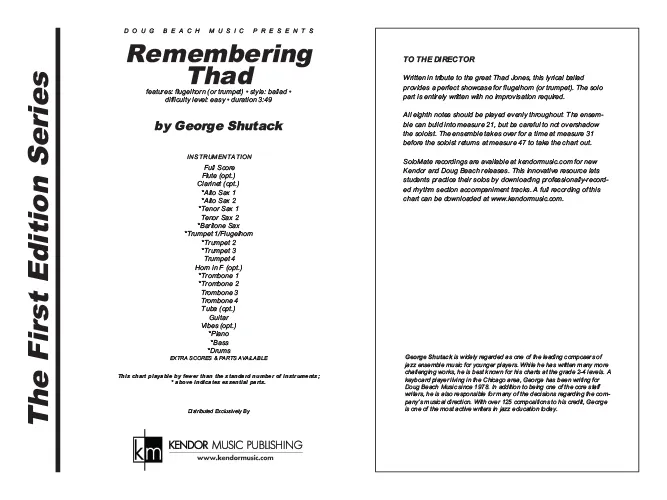 Kendor Music Remembering Thad Full Score noty balada