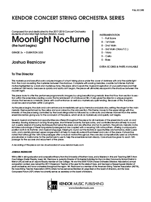 Kendor Music Moonlight Nocturne partitura Full Score smyčce
