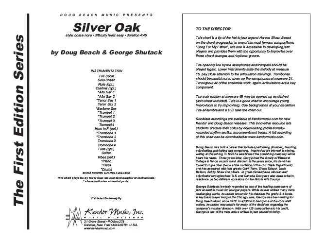 Kendor Music Silver Oak partitura full score bossa