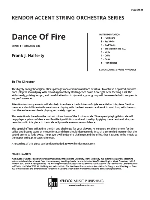 Kendor Music Dance Of Fire noty Full Score pro začátečníky