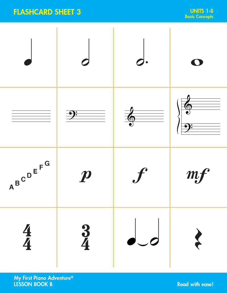 Faber My First Piano Adventure Flashcard Sheets kartičky