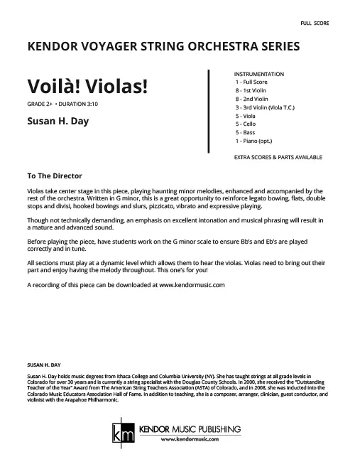 Kendor Music Voila Violas partitura pro violy G moll