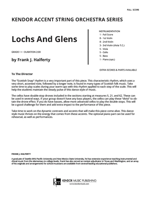 Kendor Music Lochs And Glens partitura pro smyčce