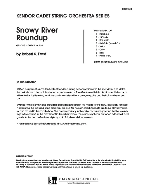 Kendor Music Snowy River Roundup partitura Full Score D dur