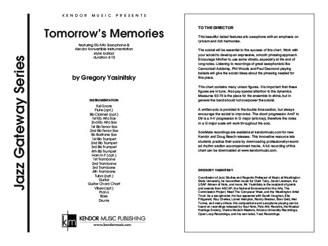 Kendor Music Tomorrow’s Memories Full Score noty balada