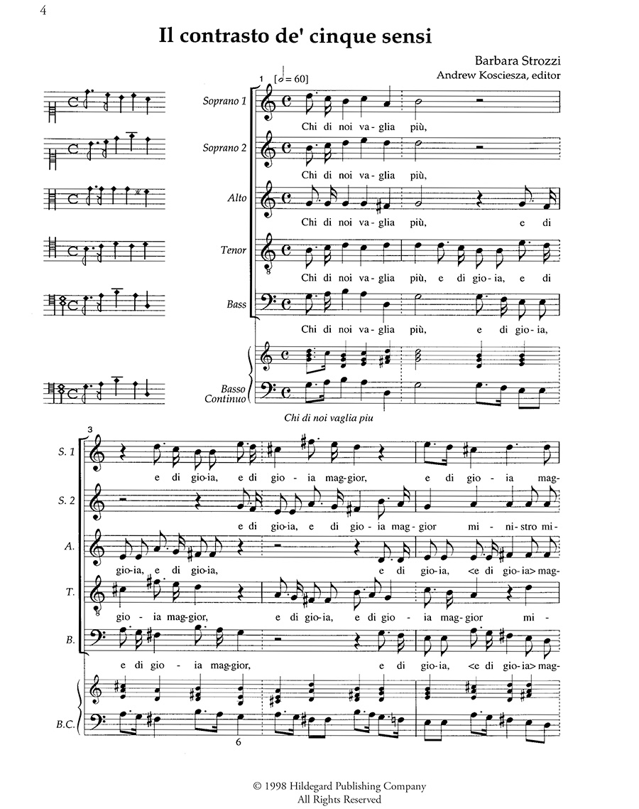 Hildegard Publishing Five Madrigals noty 2–5 hlasů Barbara Strozzi