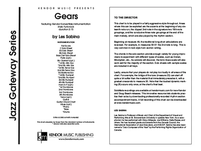 Kendor Music Gears partitura full score funk rock