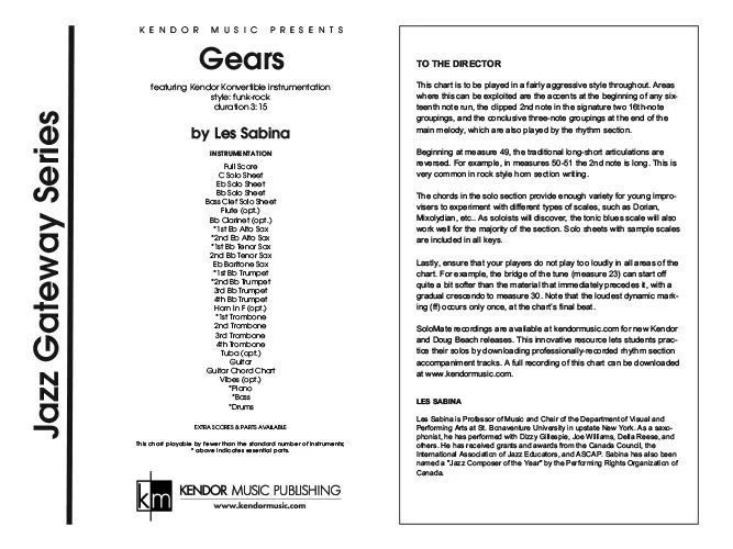 Kendor Music Gears partitura full score funk rock