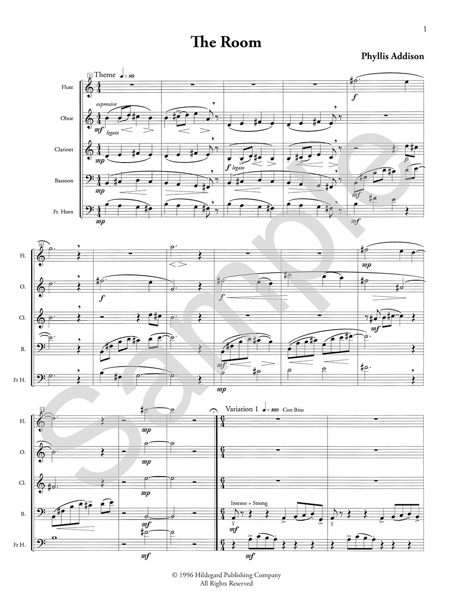 Hildegard Publishing The Room noty pro dechové kvinteto partitura