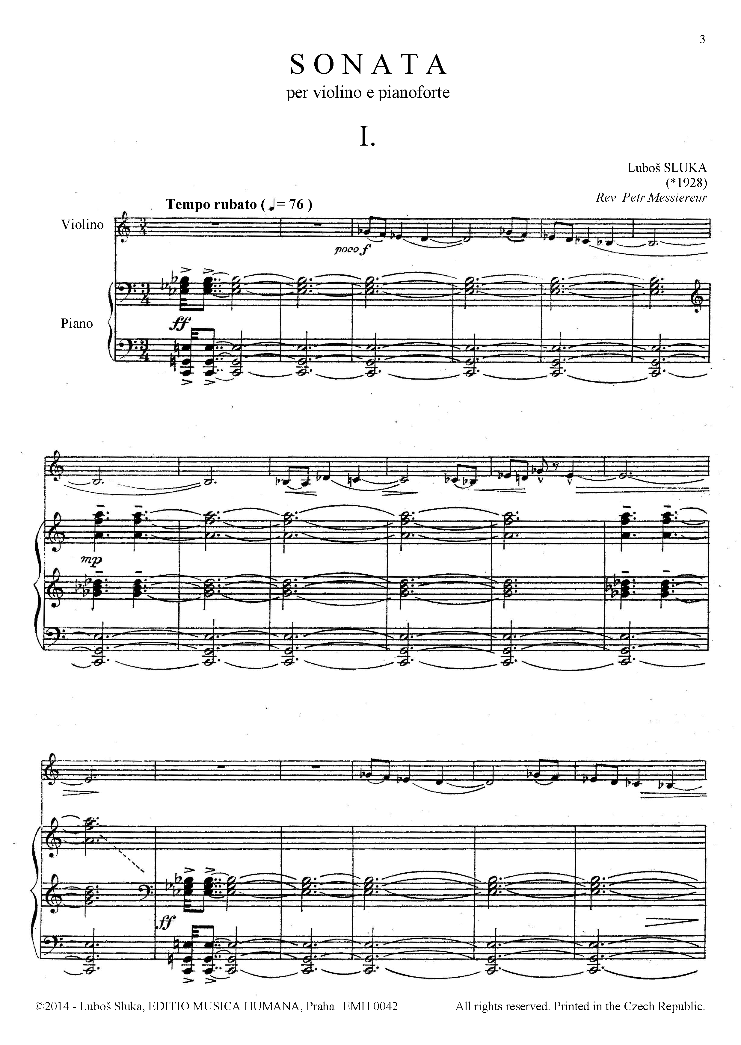 Editio Musica Humana Sonata pro housle a klavír noty 40 stran