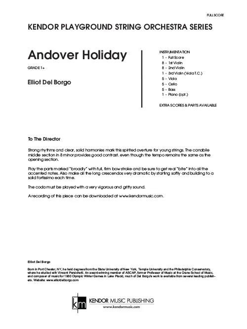 Kendor Music Andover Holiday partitura full score vanocni