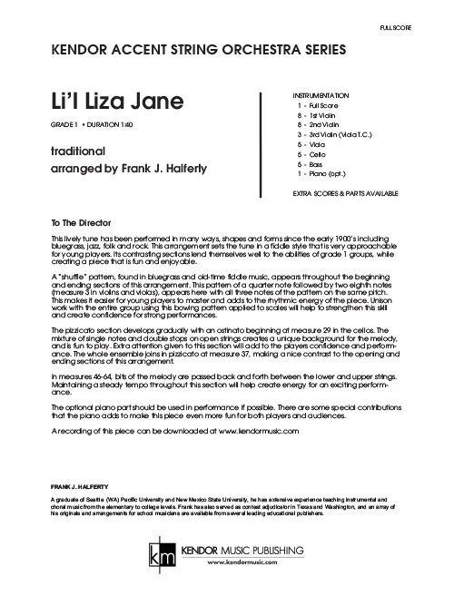 Kendor Music Li’l Liza Jane partitura full score