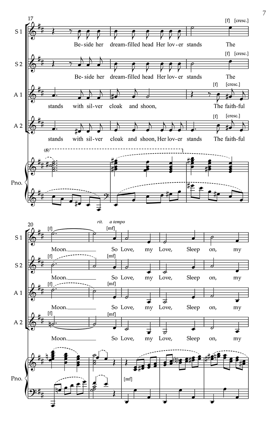 Hildegard Publishing Company Sleep Song noty pro ženský sbor SSAA