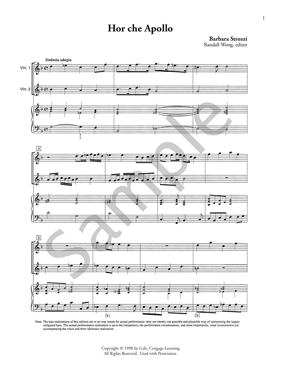 Hildegard Publishing Hor che Apollo noty zpěv housle continuo