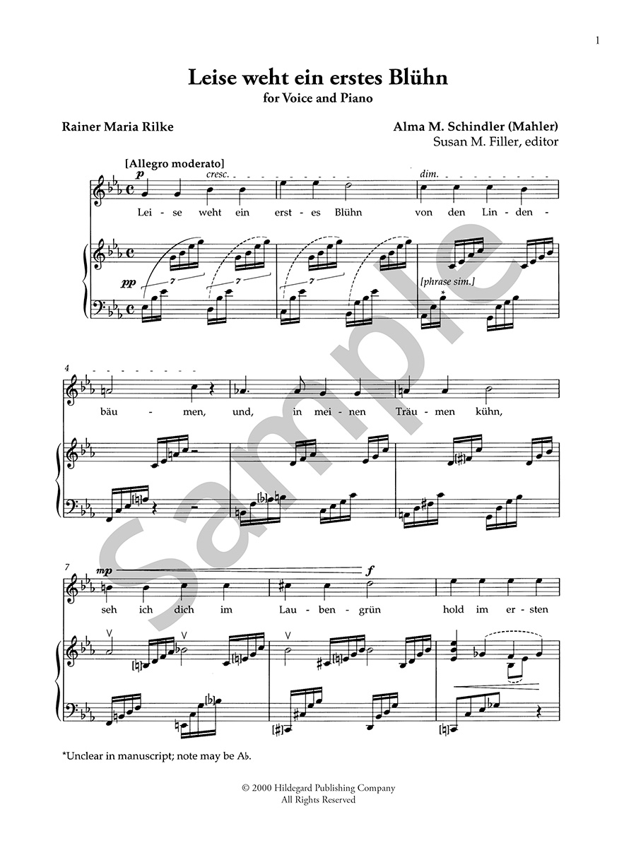 Hildegard Publishing Company Two Lieder Alma Mahler noty pro zpěv a klavír
