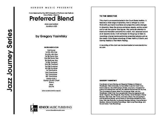 Kendor Music Preferred Blend Full Score partitura jazz balada
