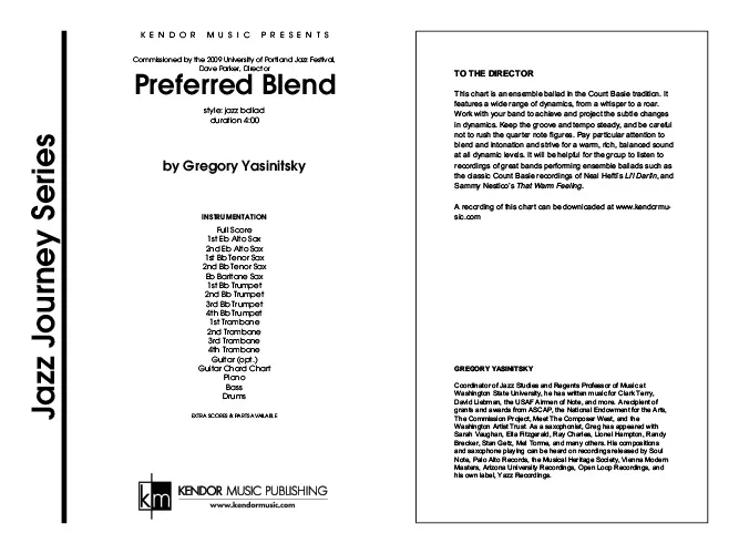 Kendor Music Preferred Blend Full Score partitura jazz balada