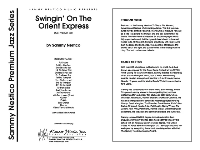 Kendor Music Swingin On The Orient Express partitura swing