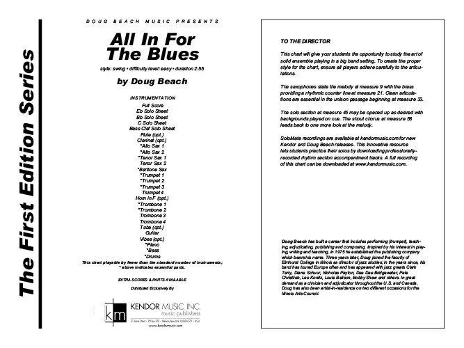 Kendor Music All In For The Blues partitura full score blues