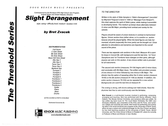 Kendor Music Slight Derangement Full Score blues