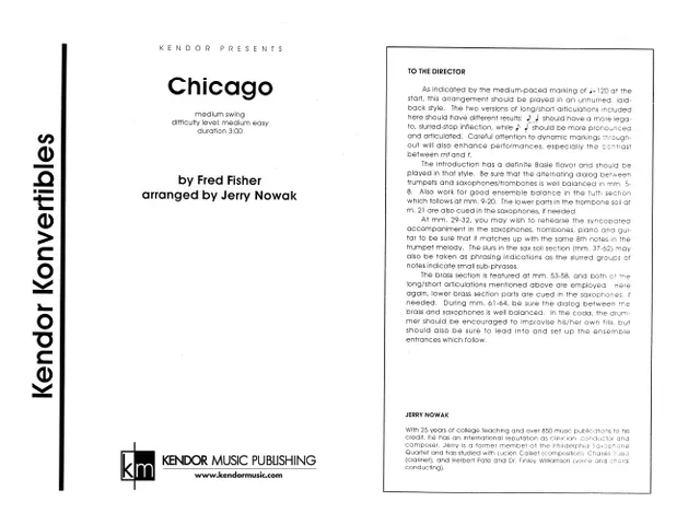 Kendor Music Chicago Full Score partitura medium swing