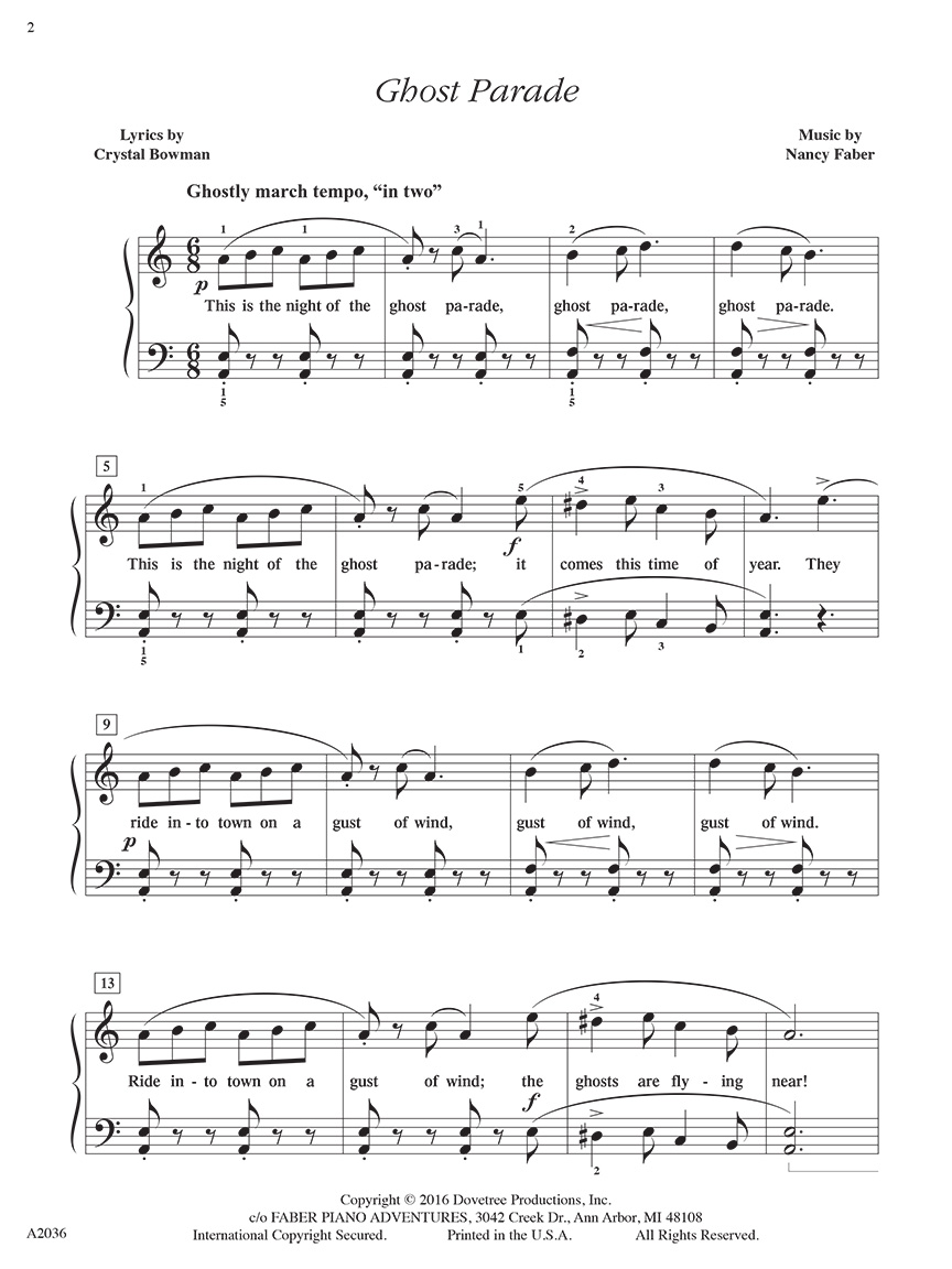 Faber Piano Adventures Ghost Parade skladba pro klavír