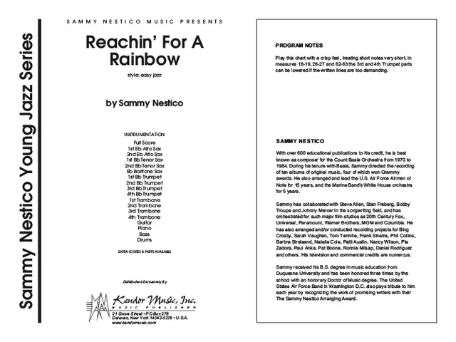 Kendor Music Reachin’ For A Rainbow partitura full score easy jazz