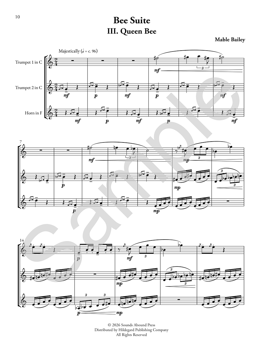 Hildegard Bee Suite Mable Bailey noty pro žesťové trio