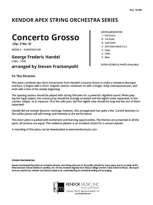 Kendor Music Concerto Grosso partitura Händel 3:05