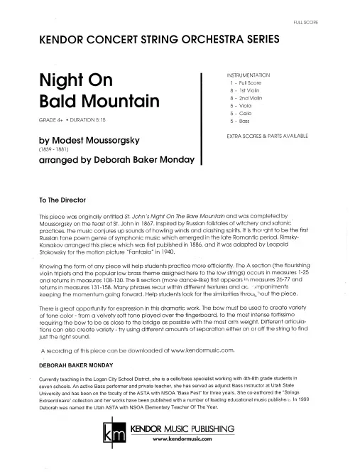 Kendor Night On Bald Mountain partitura smyčce