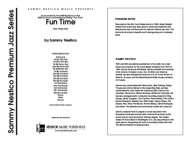 Kendor Music Fun Time partitura basie swing Full Score