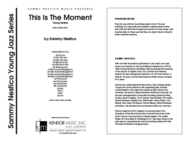 Kendor Music This Is The Moment Full Score basie