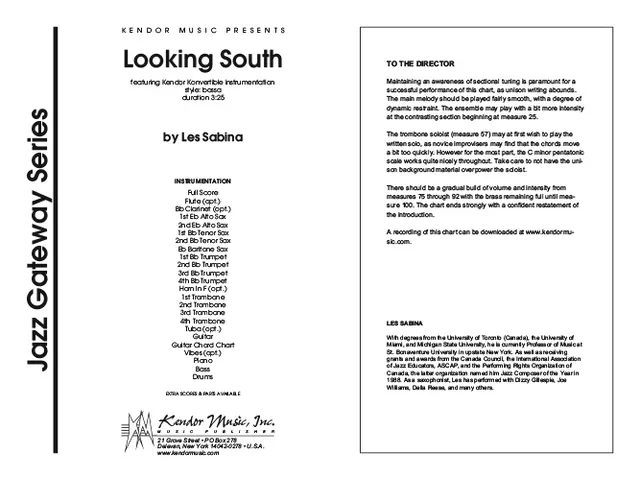 Kendor Music Looking South partitura full score bossa