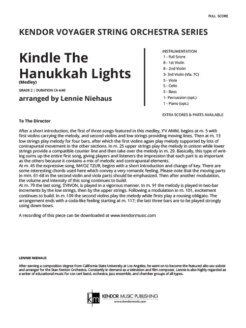 Kendor Music Kindle The Hanukkah Lights partitura full score