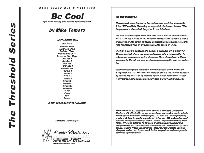Kendor Music Be Cool partitura pro orchestr rock