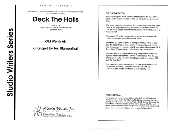 Kendor Music Deck The Halls partitura pro big band funk