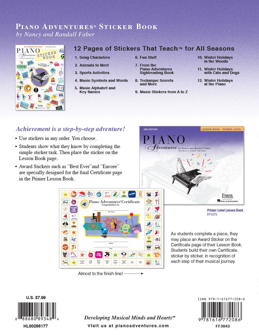 Faber Piano Adventures Sticker Book samolepky 300 ks